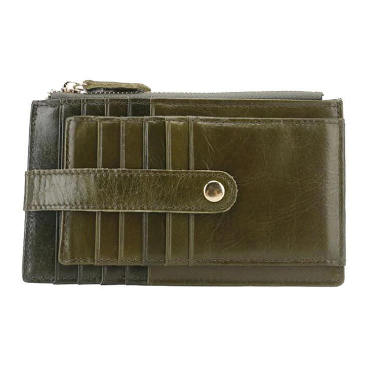 Green Long Leather Card Holder Green Long Leather Card Holder